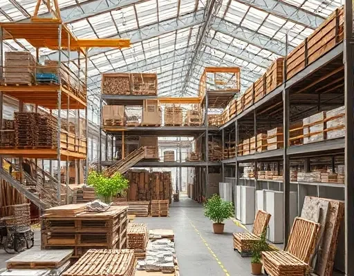 Эко-реверсивный цикл материалов в заводском корпусе с модульной сборкой